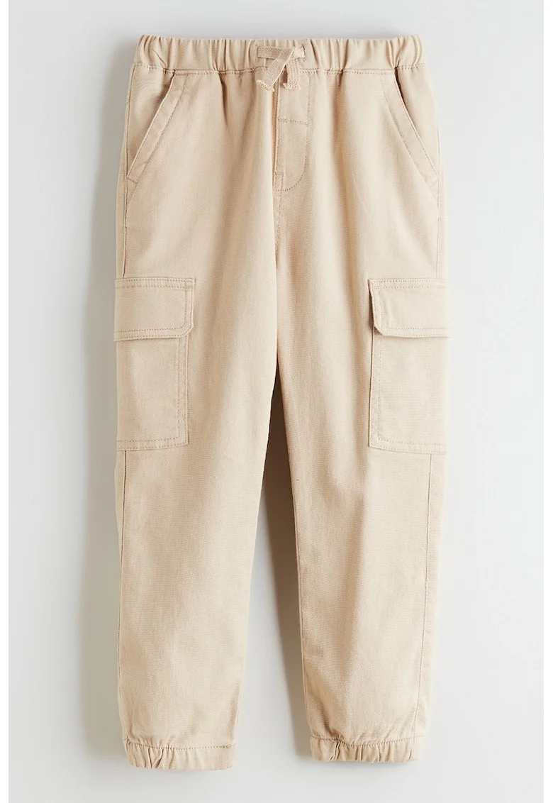 Pantaloni cargo cu talie ajustabila, Bej deschis
