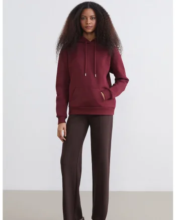 Pantaloni de trening cu croiala dreapta si talie elastica, Maro inchis