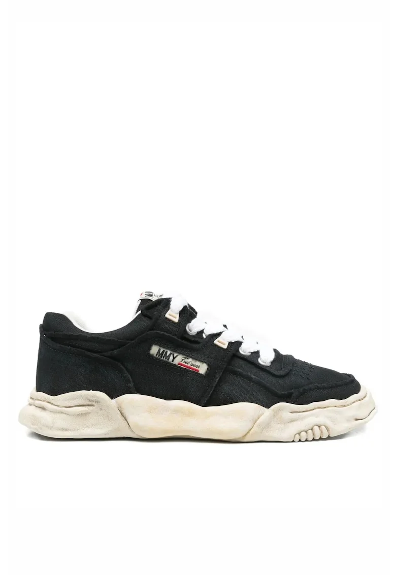 Maison  Parker lace-up fastening vintage effect sneakers black, Negru