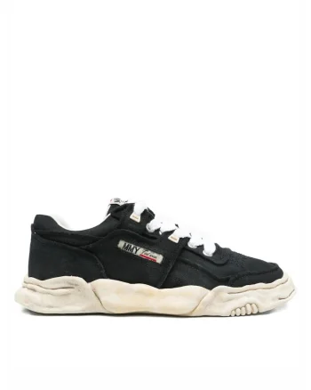Maison  Parker lace-up fastening vintage effect sneakers black, Negru