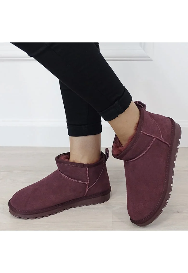 Ghete bordo din piele naturala W5821 118 18295, Visiniu