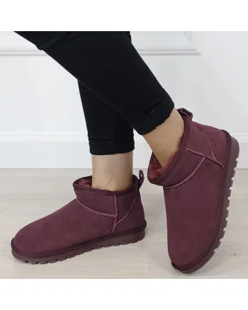 Ghete bordo din piele naturala W5821 118 18295, Visiniu