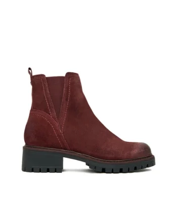 Botine Bordeaux  din piele, Visiniu