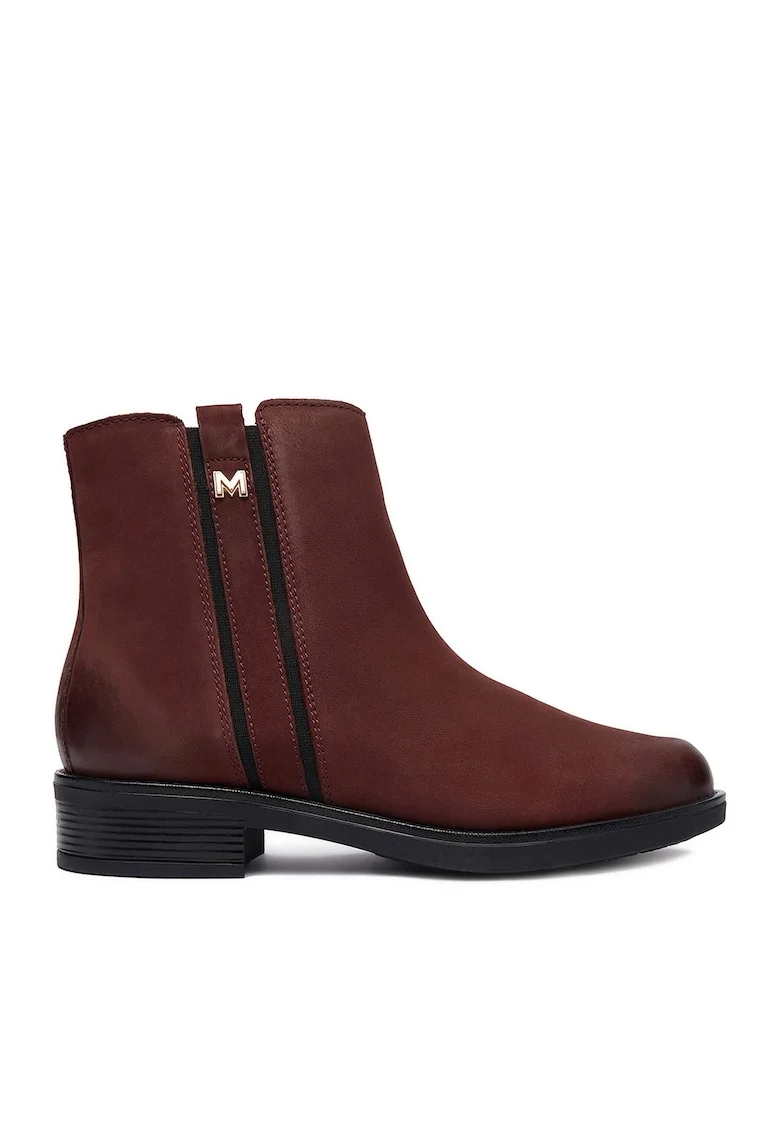 Botine dama  din piele naturala, Visiniu