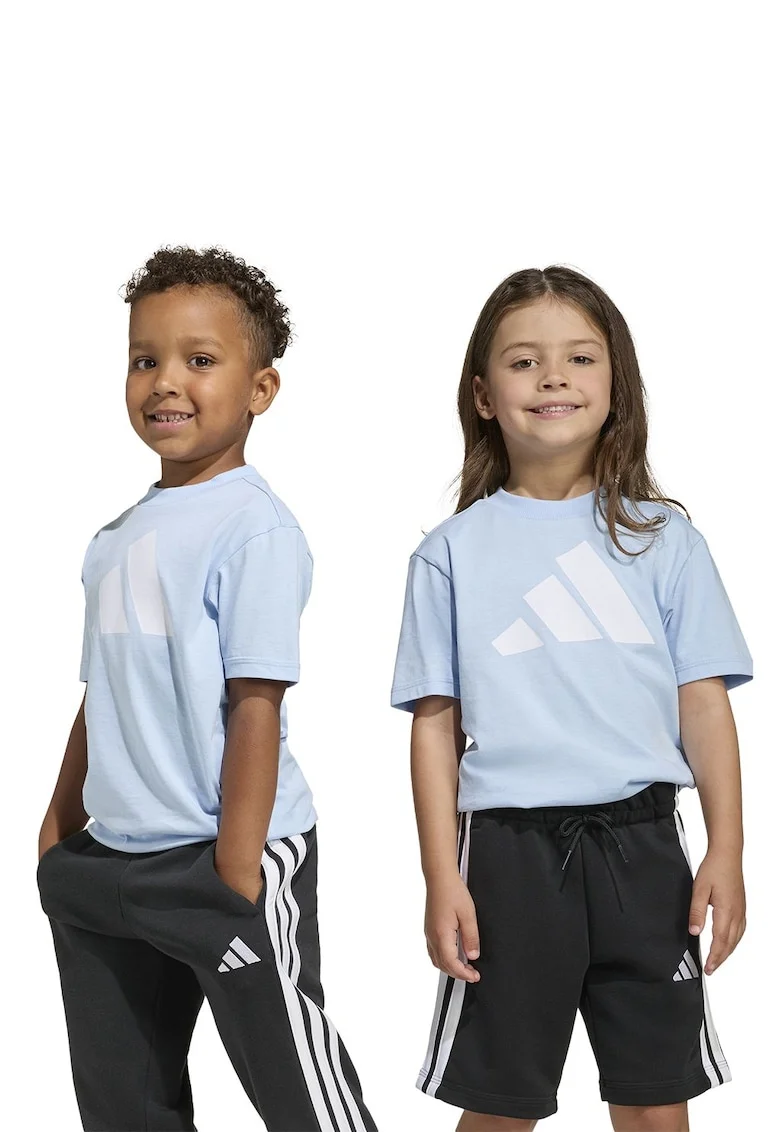 Tricou regular fit din bumbac cu logo, Alb/Albastru deschis