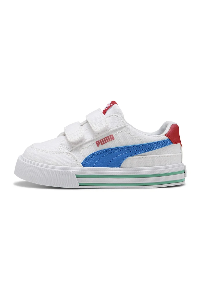 Pantofi sport Court Classic cu velcro, Alb/Albastru deschis