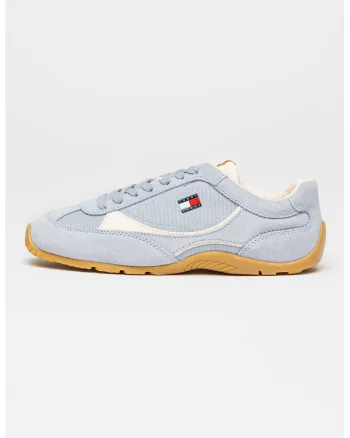 Pantofi sport din piele intoarsa cu garnituri din material textil, Albastru deschis