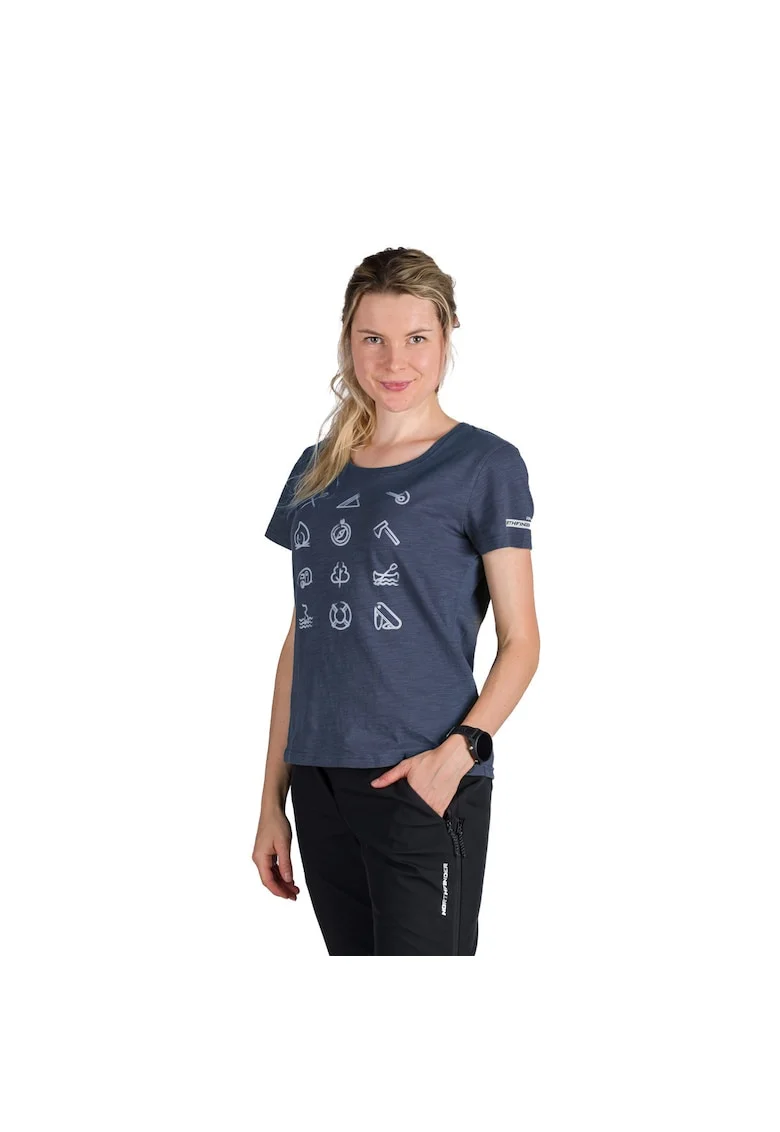 Tricou tehnic outdoor bumbac organic femei Candice, Albastru aquamarin