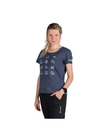 Tricou tehnic outdoor bumbac organic femei Candice, Albastru aquamarin