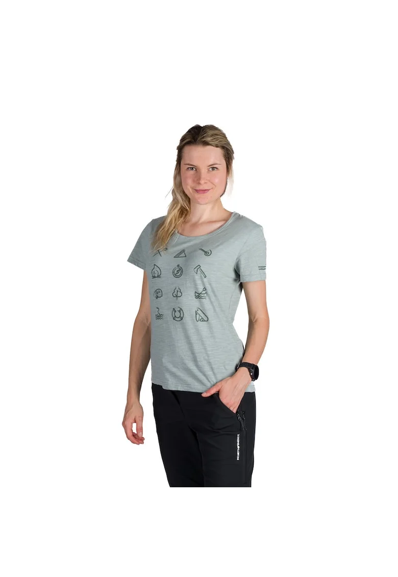 Tricou tehnic outdoor bumbac organic femei Candice, Verde aquamarin