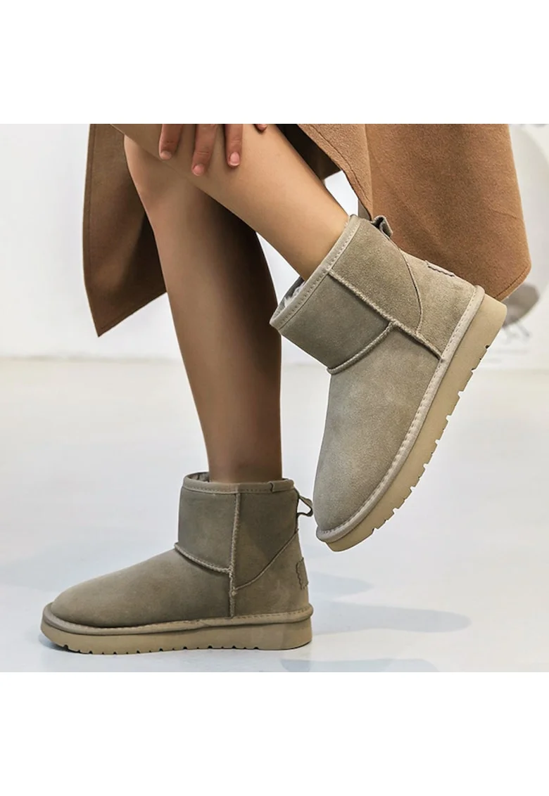 Ghete taupe din piele naturala JB1967 111 16119, Maro deschis