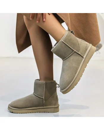 Ghete taupe din piele naturala JB1967 111 16119, Maro deschis