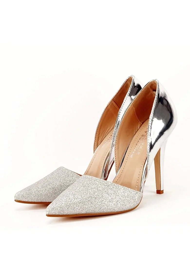 PANTOFI ARGINTII DECUPATI MEGAN 04 1599, Argintiu