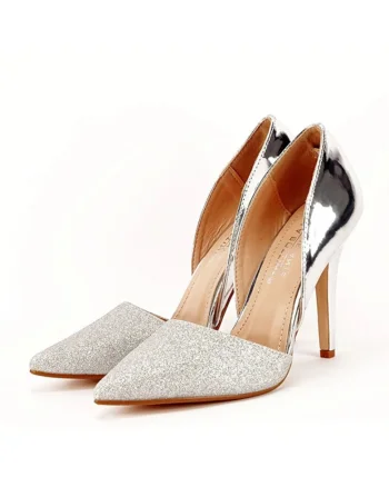 PANTOFI ARGINTII DECUPATI MEGAN 04 1599, Argintiu