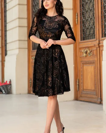 Rochie de ocazie in clos Margot cu trandafiri