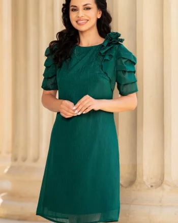 Rochie de ocazie lejera verde Medelina din voal texturat