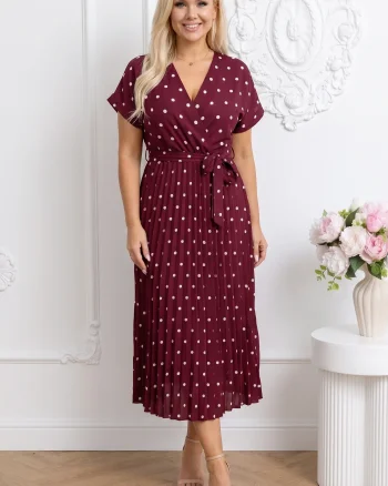 Rochie midi bordo din vascoza cu...