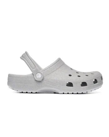 Saboti pentru dama  Classic Glitter Clog, Sintetic, Gri