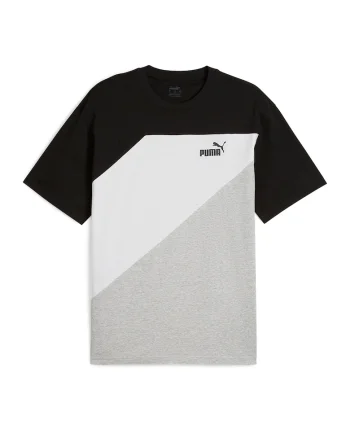 Tricou cu logo discret si model colorblock, Negru/Alb murdar