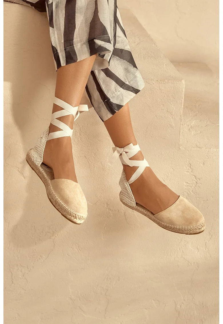 Espadrile cu barete infasurabile, Bej