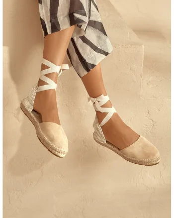 Espadrile cu barete infasurabile, Bej