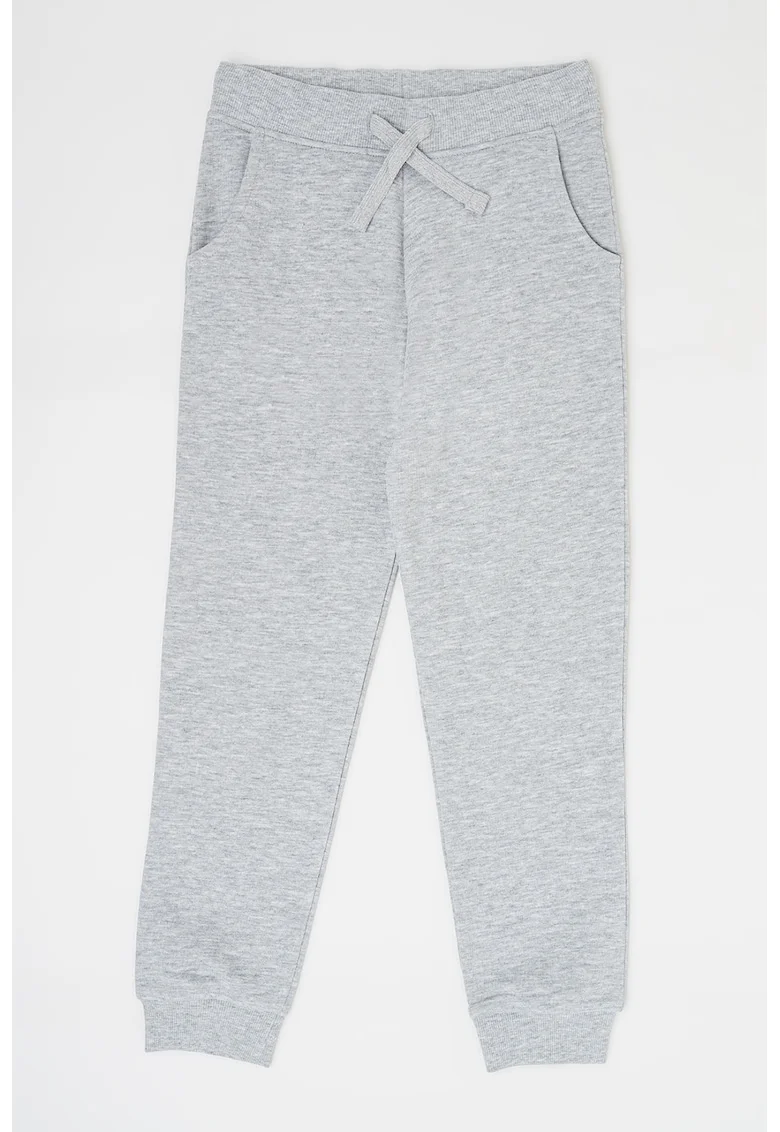 Pantaloni de trening de bumbac talie ajustabila, Gri deschis