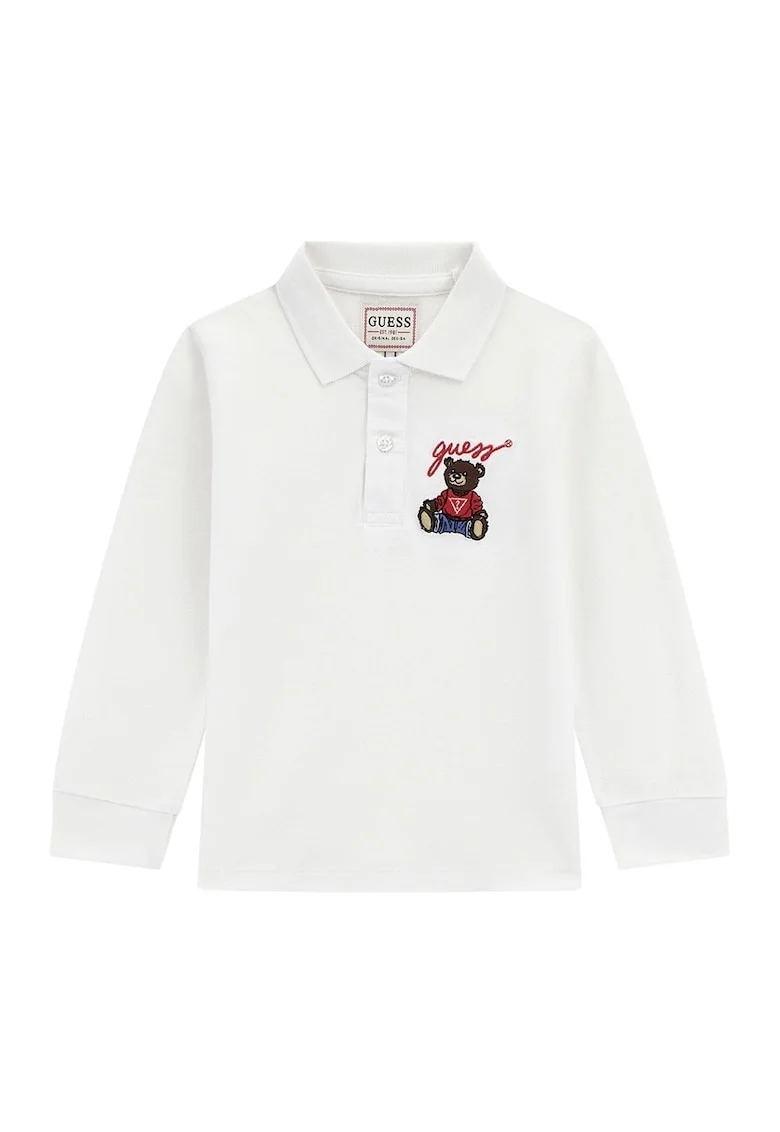 Bluza polo cu broderie logo, Rosu/Albastru prafuit/Alb murdar