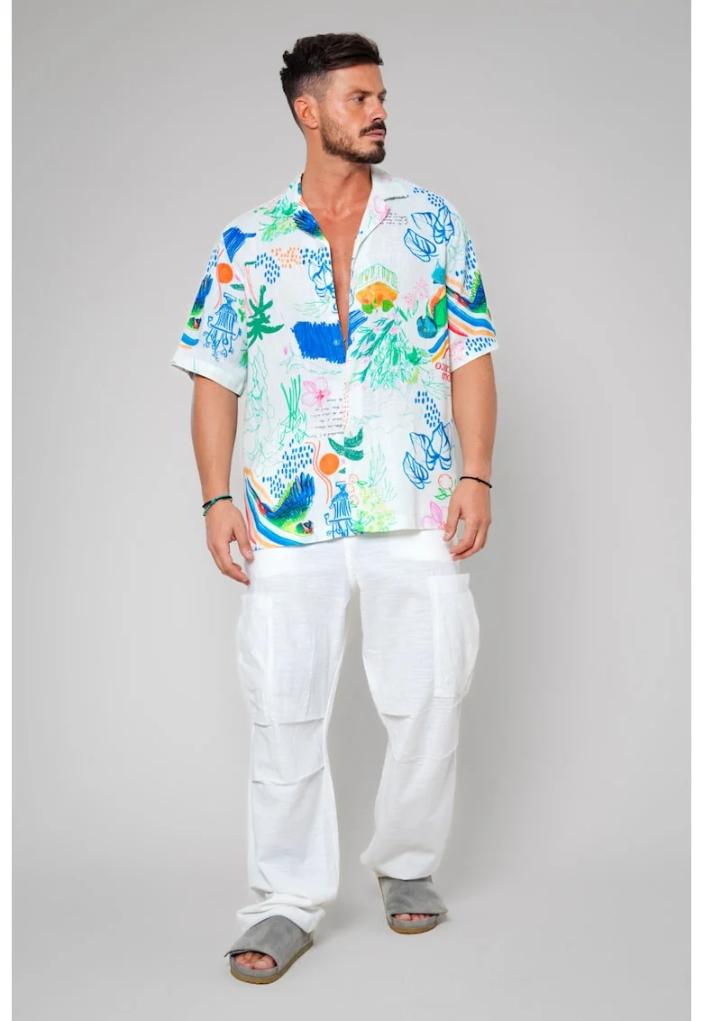 Pantaloni lung Oversized White 12127, Alb optic