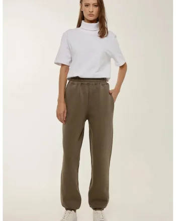 Pantaloni sport,  talie elastica, gri, bumbac/poliester
