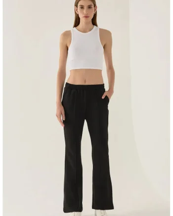 Pantaloni sport dama,  evazati, negru, poliester