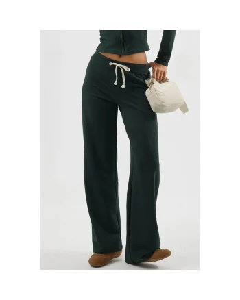 Pantaloni sport dama,  croiala dreapta, snur, verde, textil