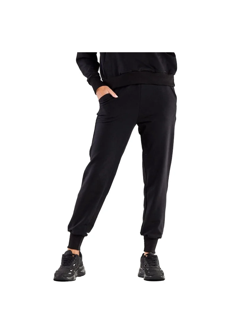 Pantaloni sport pentru dama,  Bumbac/Elastan, Negru