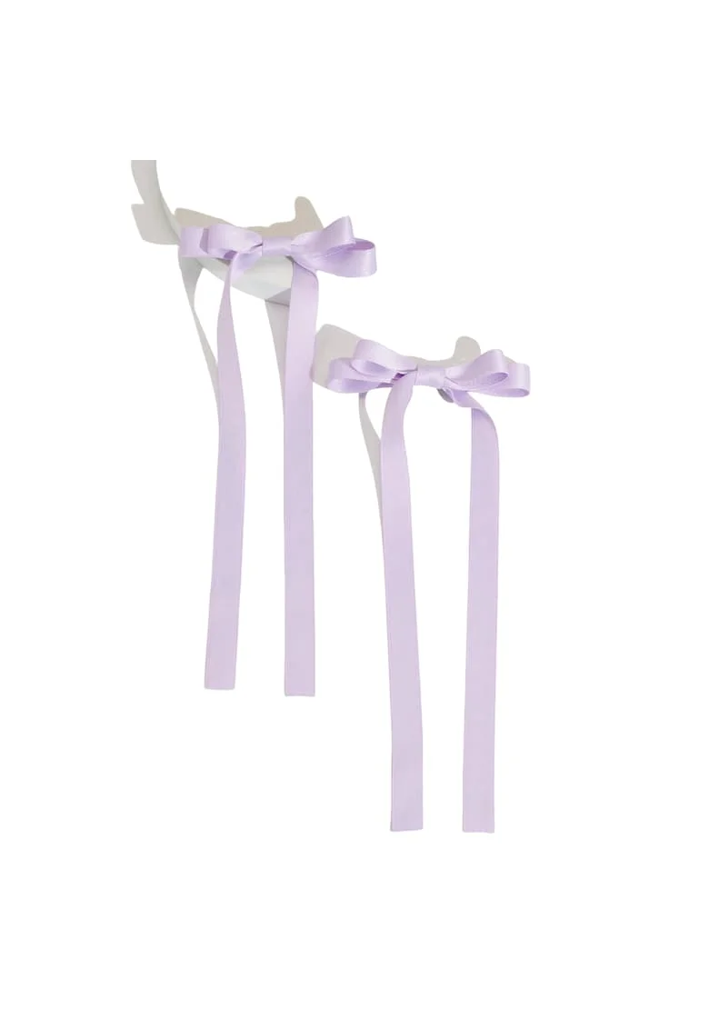 Agrafe de par elegante cu fundite mov din satin – Accesoriu delicat si versatil pentru fetite, ideal pentru ocazii speciale si uz zilnic