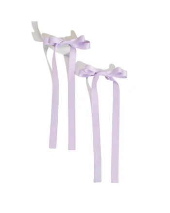 Agrafe de par elegante cu fundite mov din satin – Accesoriu delicat si versatil pentru fetite, ideal pentru ocazii speciale si uz zilnic