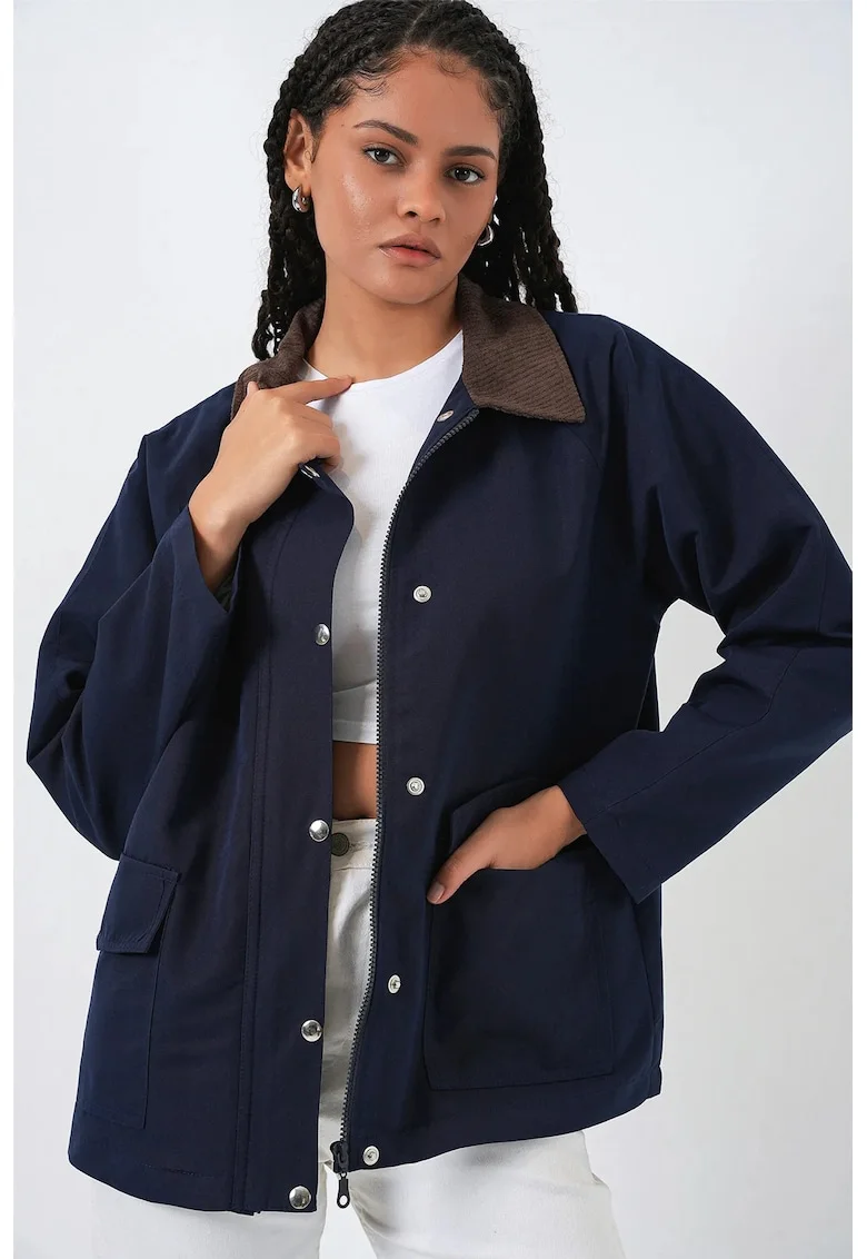 Geaca dama,  bleumarin, textil