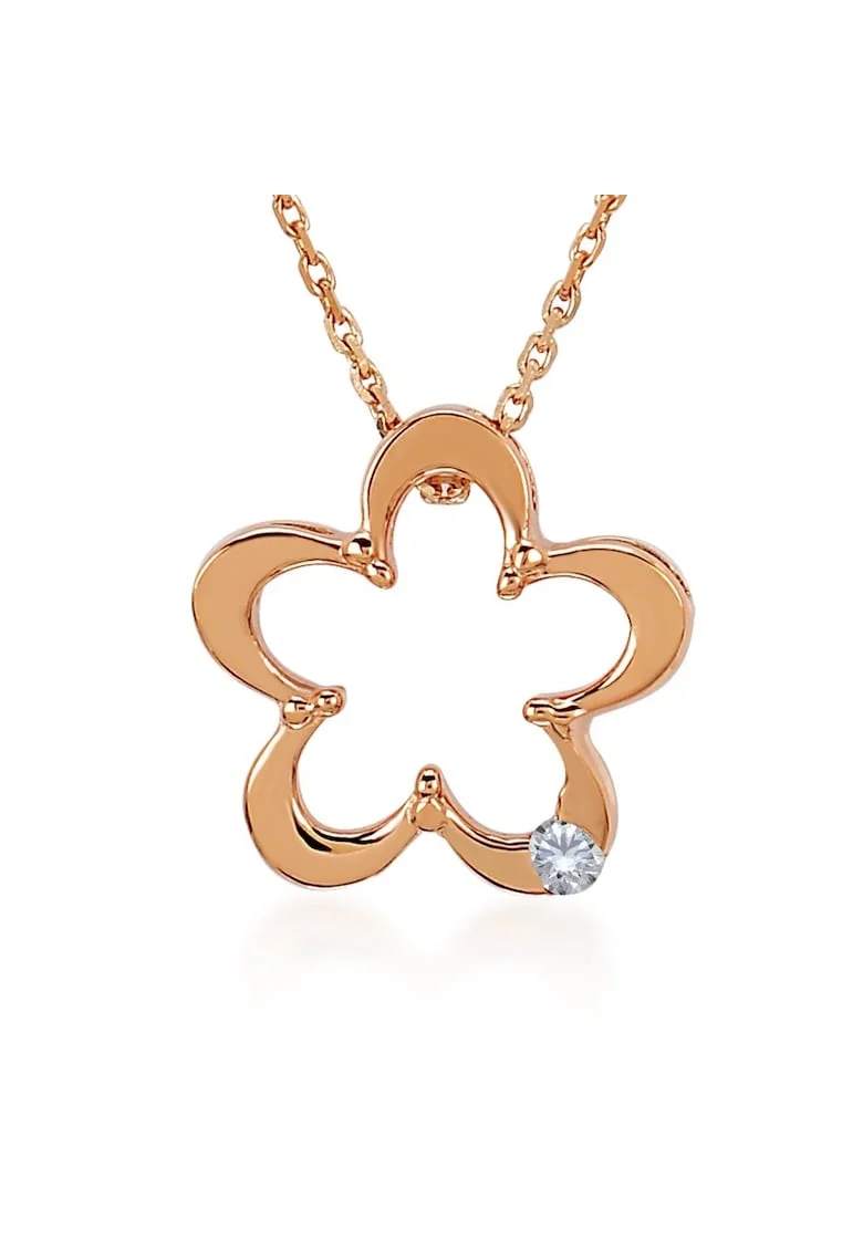 Colier Mastricht Aur Roz,  14K, Diamante de 0.02 Carate