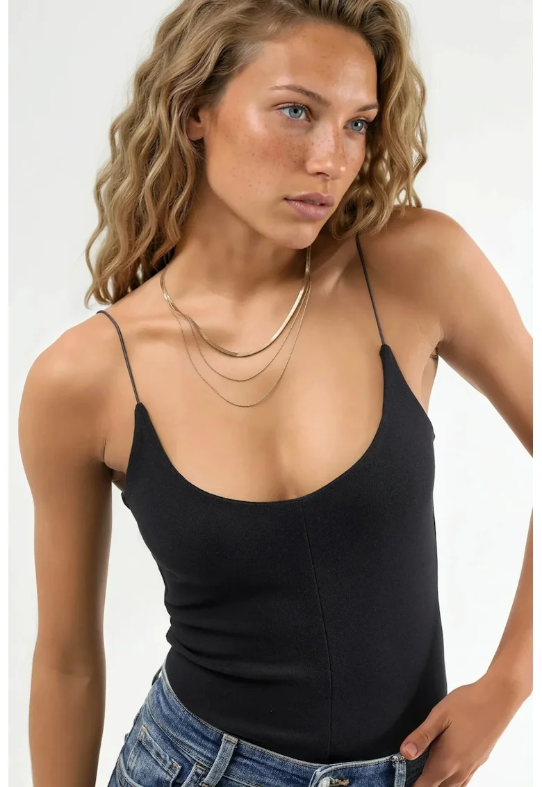 Maiou dama,  Negru, Slim fit, Jerseu