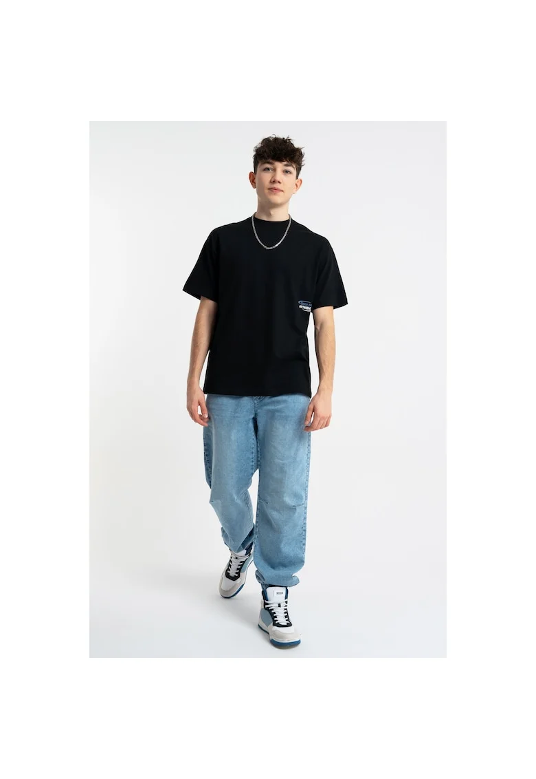 Blugi relaxed fit cu snur pentru ajustare in talie