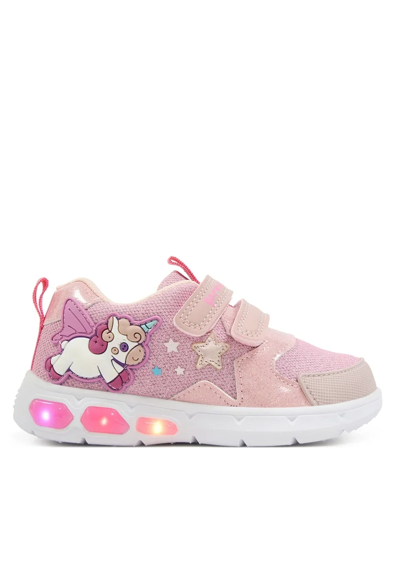 Pantofi sport copii,  velcro, roz, piele ecologica