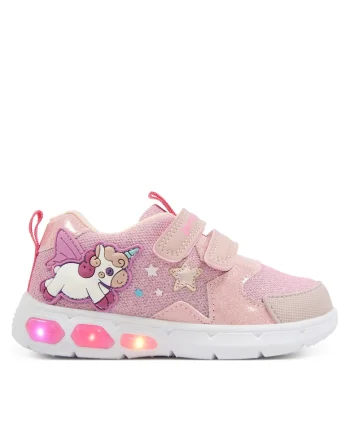 Pantofi sport copii,  velcro, roz, piele ecologica