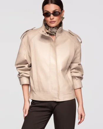 Jacheta de piele  OW-JAFL-0104, Bej