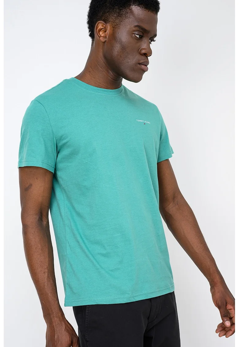 Tricou slim fit din bumbac cu logo discret