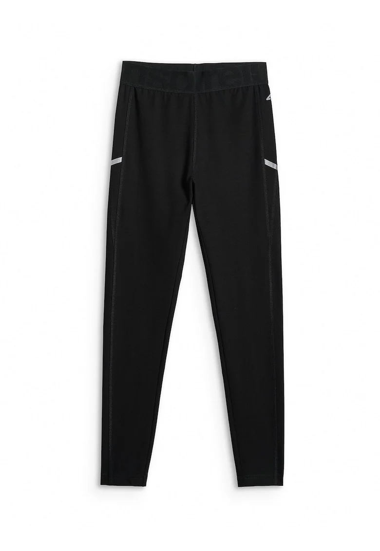 Pantaloni sport dama,  colanti tricotati, slim fit, negru, reflectorizanti