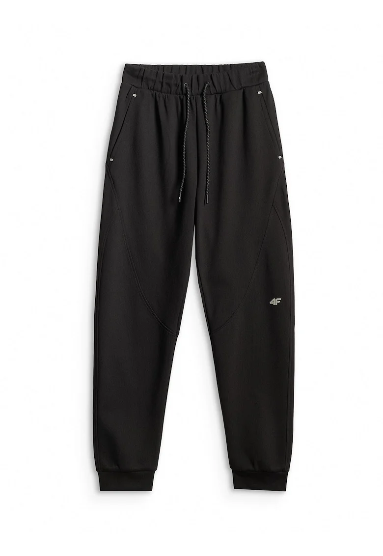 Pantaloni sport dama,  regular fit, talie medie, negru, material respirabil