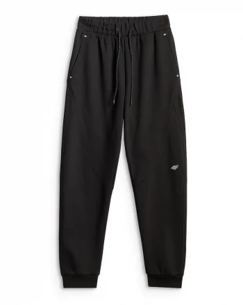 Pantaloni sport dama,  regular fit, talie medie, negru, material respirabil