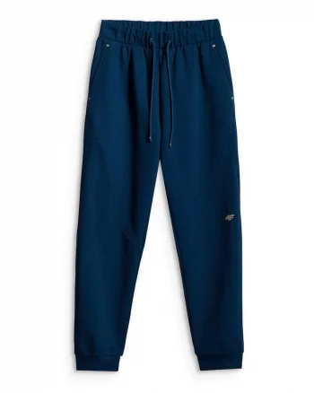 Pantaloni sport dama,  regular, talie medie, bleumarin, material respirabil