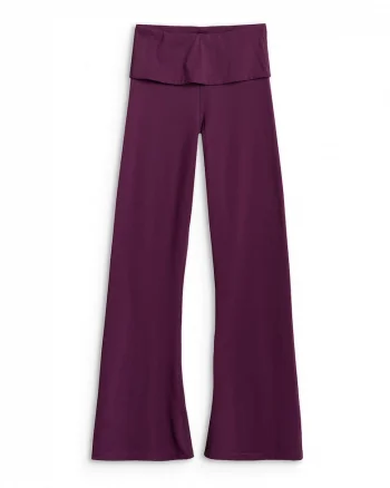 Pantaloni sport dama,  colanti cu picior evazat, mov, croiala ajustata