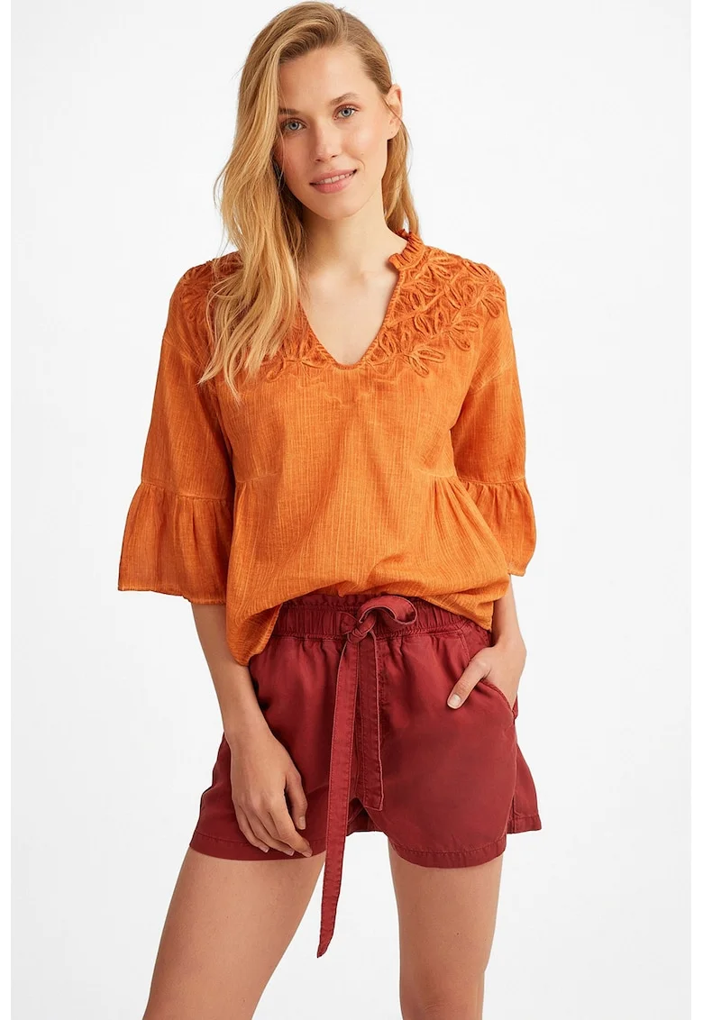 Bluza lejera cu maneci 3/4, Portocaliu