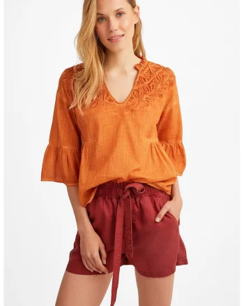 Bluza lejera cu maneci 3/4, Portocaliu