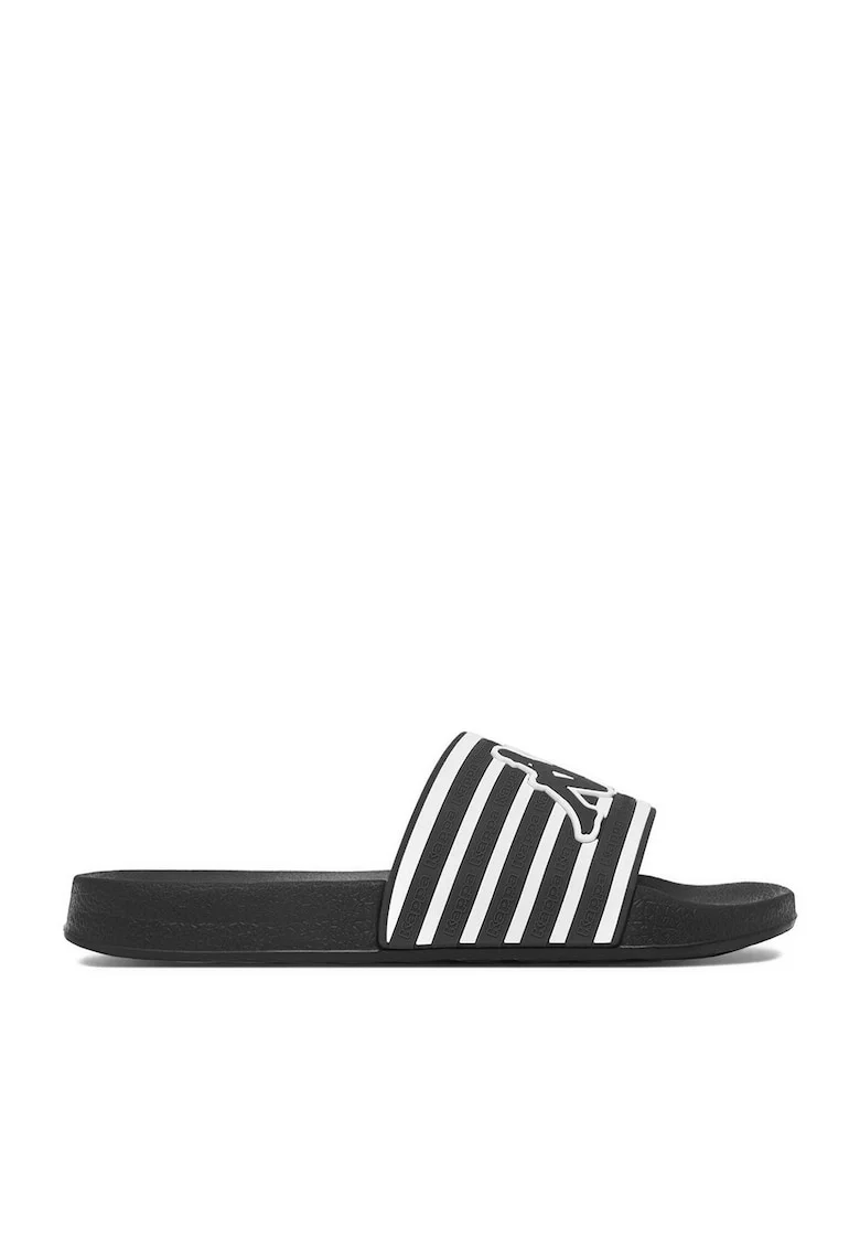 Papuci dama  negru, sintetic, Alb/Negru